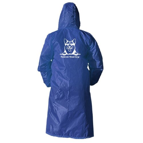 Дождевик, размер 50-54, синий с капюшоном с белым принтом Корги - 28
