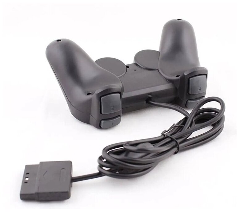 Игровой джойстикгеймпадконтроллер проводной для консолиприставки PS2 вибрационный черный