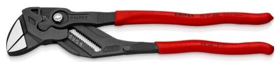 Клещи переставные-гаечный ключ Knipex 8601300 c противоскользящими пластиковыми рукоятками фосфатированные, черного цвета 300 mm