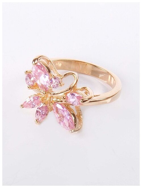 Кольцо помолвочное Lotus Jewelry, фианит, размер 20, розовый
