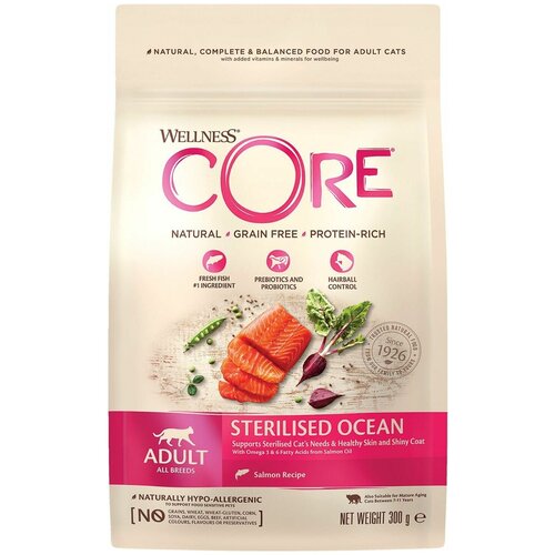 CORE корм из лосося для стерилизованных кошек и кастрированных котов 300 г