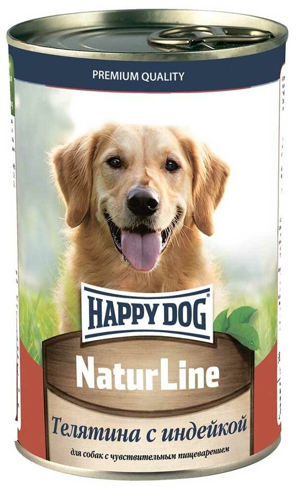 Консервы для собак Happy Dog телятина и индейка natur line 410г