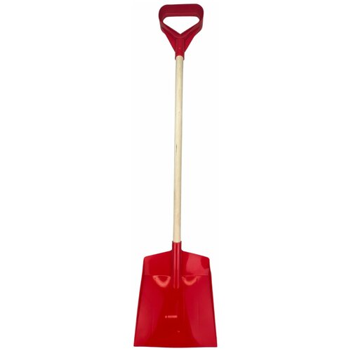 Лопата детская, с деревянной ручкой, для снега и песка, красная, размер лопаты - 20 х 5 х 85 см.