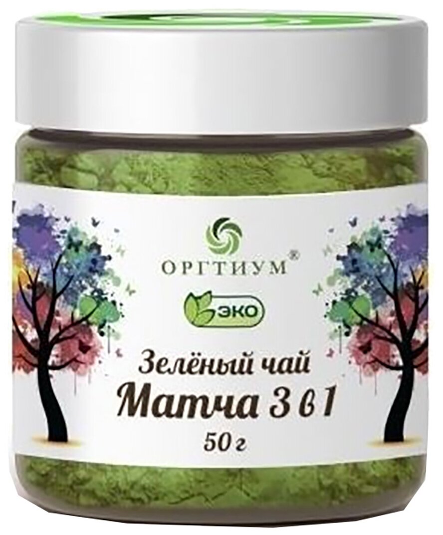 Оргтиум Зеленый чай Матча Латте 3 в 1 (с молоком и сахаром), 50 гр, Оргтиум