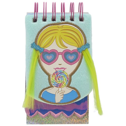 Блокнот плюшевый Girl, на кольцах, цвет морская волна сумки для детей mihi mihi сумочка поясная pearl перламутровая