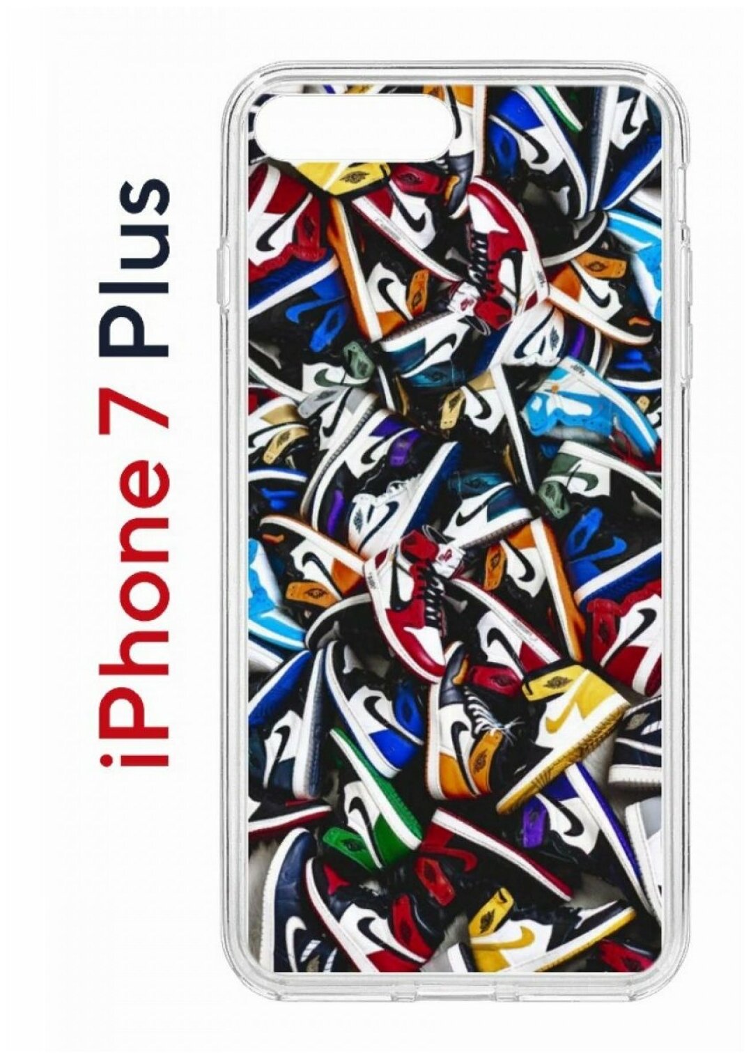 Чехол для iPhone 7/8/SE 2022 Plus Kruche Print Кроссовки Nike Air,противоударный силиконовый бампер с рисунком,пластиковая накладка с защитой камеры