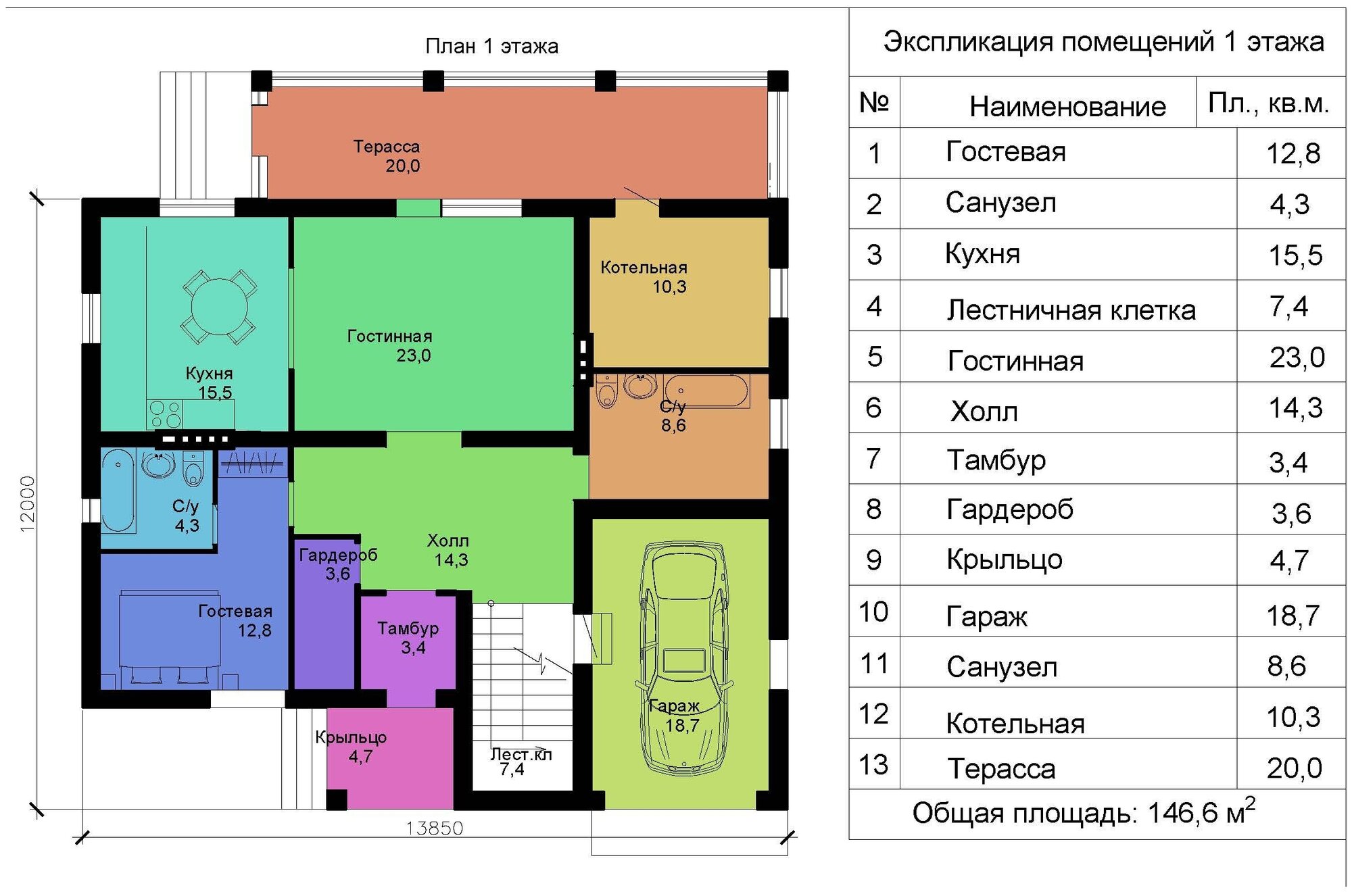 Проект Двухэтажный жилой дом 12х13.8м 224,7м2 - фотография № 4