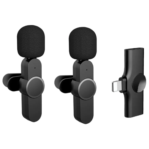 Петличный беспроводной микрофон EP033T2-L для ведения блога и записи интервью с разъемом Lightning Черный 222400₽