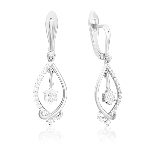 Серьги PLATINA из золота 585 пробы с бриллиантом