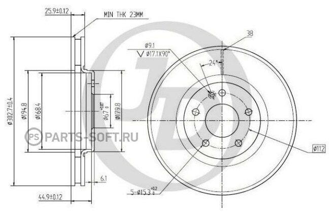 Диск Тормозной Передний Df4150 (303X26) 5 Отв Just Drive арт. JBD0008