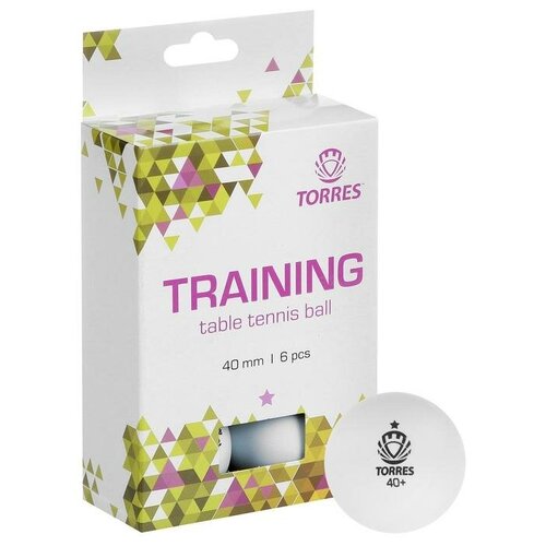 Мяч для настольного тенниса Torres Training, 1 звезда, набор 6 шт, цвет белый (TT21016)
