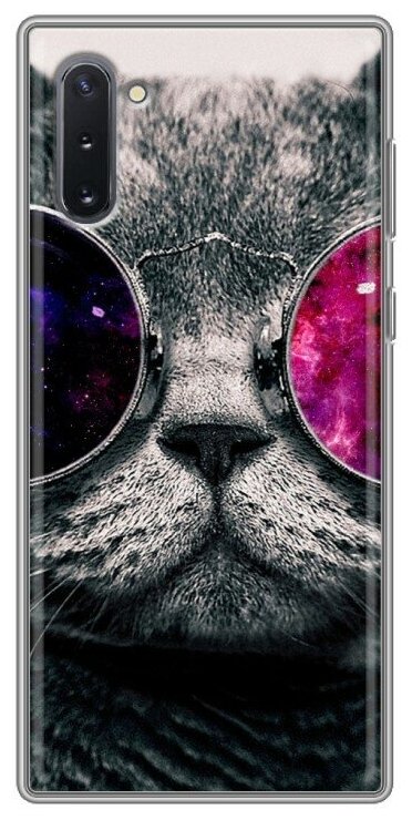 Дизайнерский силиконовый чехол для Самсунг Гэлакси Ноут 10 / Samsung Galaxy Note 10 Неоновый кот