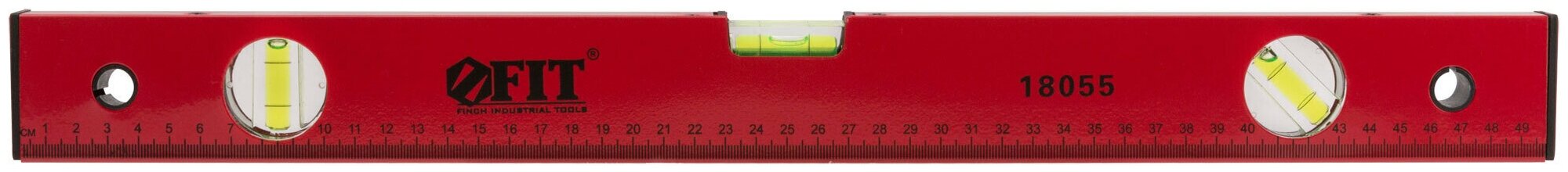 Уровень "Стандарт", 3 глазка, красный корпус, фрезерованная рабочая грань, шкала 500 мм 18055