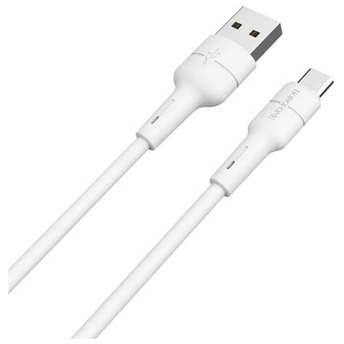 Кабель USB - микро USB Borofone BX30 Silicone, 1.0м, цвет белый кабель usb type c borofone bx30 silicone 1 0м цвет белый