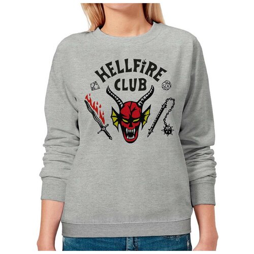 Свитшот DreamShirts Studio Hellfire Club Клуб Адского пламени / Толстовка / Очень Странные Дела Stranger Things Женский Серый 54