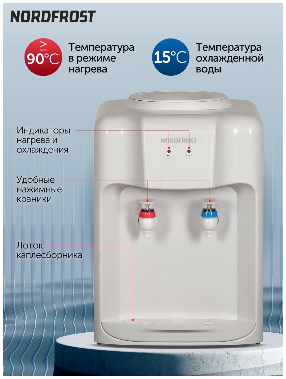 Кулер Nordfrost D-10W настольный электронный белый (00000301742) - фото №4