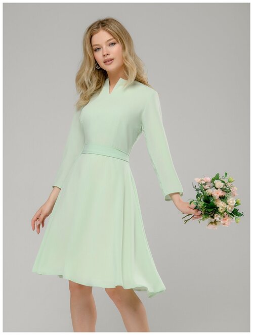 Платье 1001dress, повседневное, прилегающее, миди, размер 46, зеленый