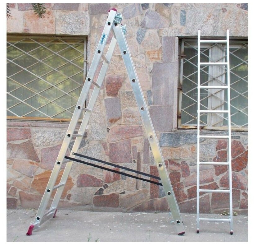 Алюминиевая трехсекционная лестница Krause - фото №5