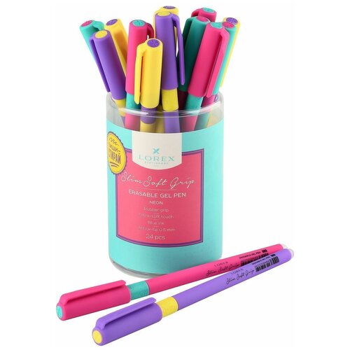 Ручка гелевая Lorex Neon Slim Soft Grip (0.4мм, синий, стираемая, прорезин. корпус) 1шт.