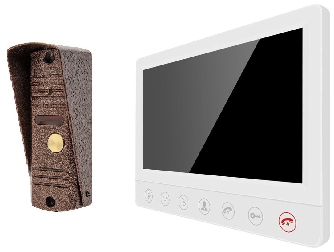 Комплект видеодомофона для квартиры, дачи: монитор 7" цвет белый, с уличной вызывной панелью