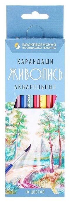 Карандаши цветные акварельные, 18 цветов, заточенные ВКФ - фото №3