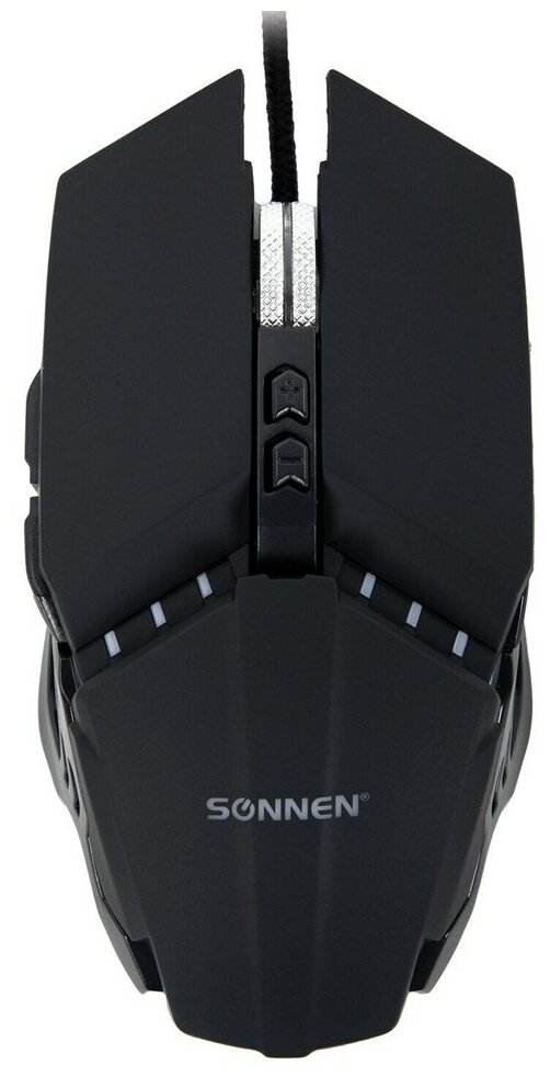 Мышь проводная игровая SONNEN Z5 металлпластик 7 кнопок 800 - 3200 dpi RGB - подсветка черная