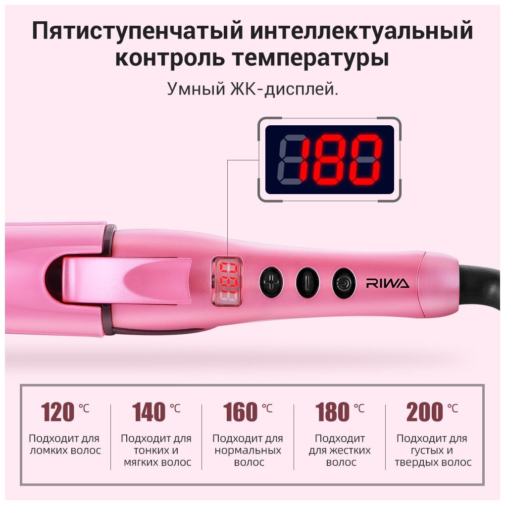 Плойка стайлер щипцы для выпрямление и завивки волос 2 в 1 RIWA RB-809I с керамическим покрытием, 30мм — фото 1