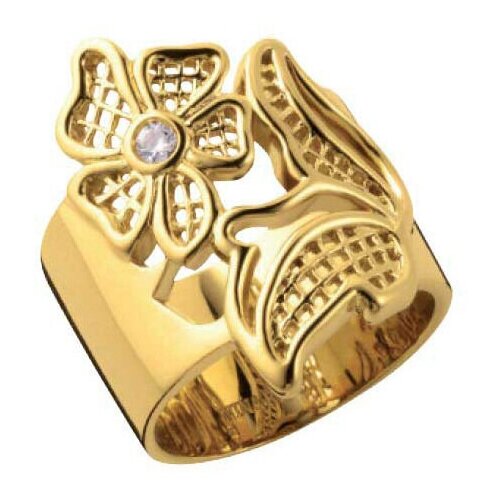 кольцо nina ricci нержавеющая сталь золочение циркон размер 18 5 золотой Кольцо NINA RICCI, циркон, размер 19, золотой