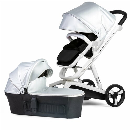 Коляска Babylux Future 3 в 1 White  & Sliver NEW с автокреслом, чёрный матрасик