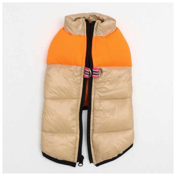 Куртка для собак на молнии, размер 18 (ДС 40 см, ОГ 50 см, ОШ 38 см), бежевая с оранжевым 6968358