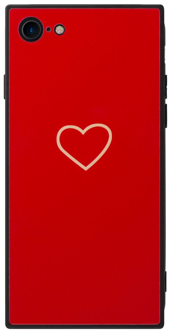 Чехол для Apple iPhone SE (2020)/7/8, Red, Glass Blue Ray Case, Deppa 900285