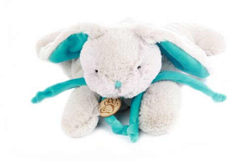 Мягкая игрушка Кролик 30 см серый/бирюзовый