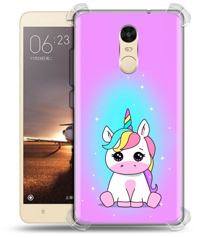 Дизайнерский силиконовый с усиленными углами чехол для Редми Нот 4X / Xiaomi RedMi Note 4X Единорог