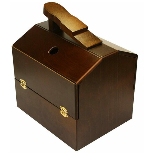 Саквояж деревянный с подставкой для ноги для обувной косметики и аксессуаров (под Орех)