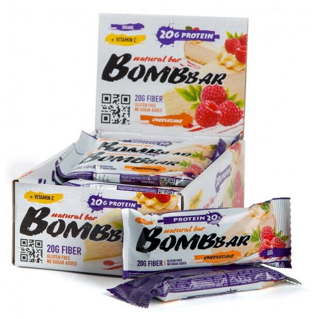 Bombbar, Протеиновый батончик Natural Bar + Vitamin C (60 г)(20 шт.) (шоколад-фундук)