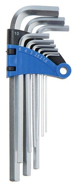 Набор ключей ТероПром 2354392 шестигранных тундра, удлиненных, CrV, 1.5 - 10 мм, 9 шт.