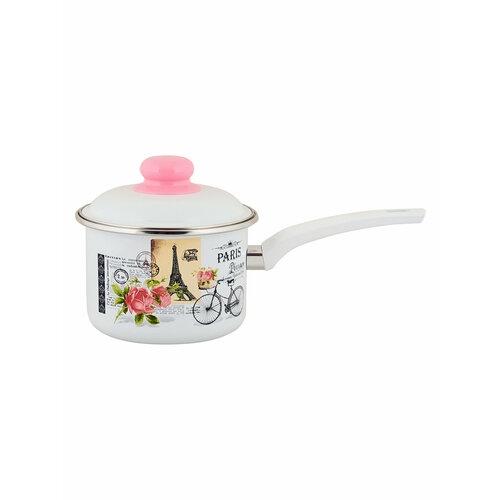 фото Ковш кухонный appetite париж с крышкой, эмалированный, 1,5 л