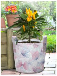 Текстильный мешок горшок для рассады и цветов, из войлока гроубэг "Бабочки" 19 л , серия 8 марта