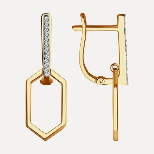 Изображение товара Серьги с подвесками, красное золото, 585 проба, фианит