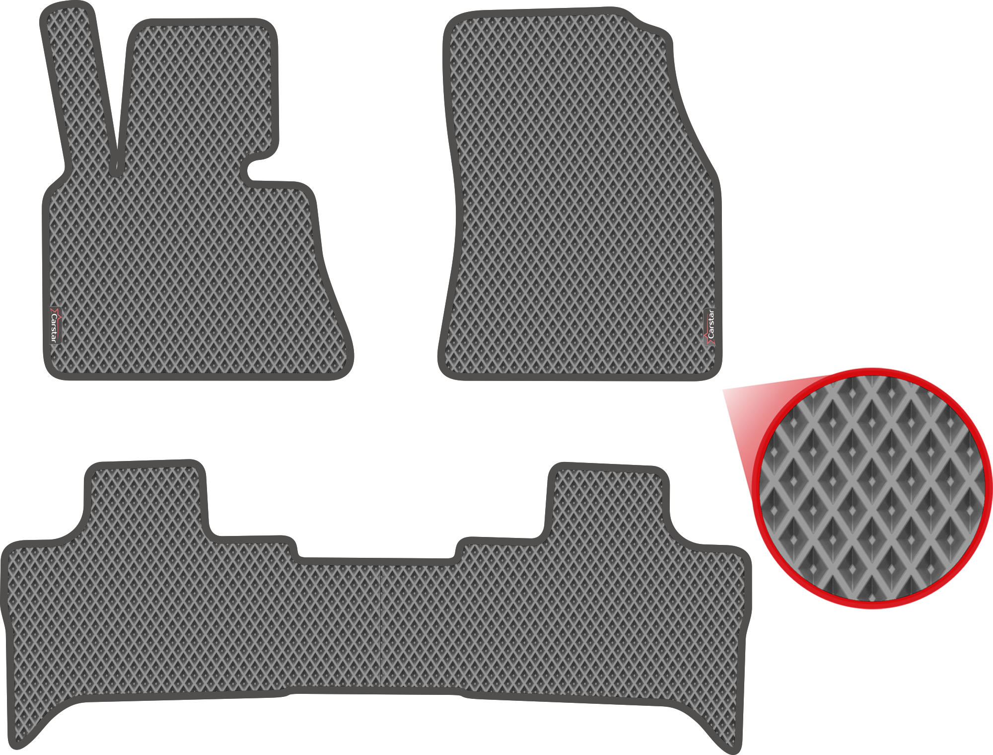 Автомобильные коврики EVA для BMW X5 I E53 (1999-2006), серые с серым кантом, ячейка - ромб