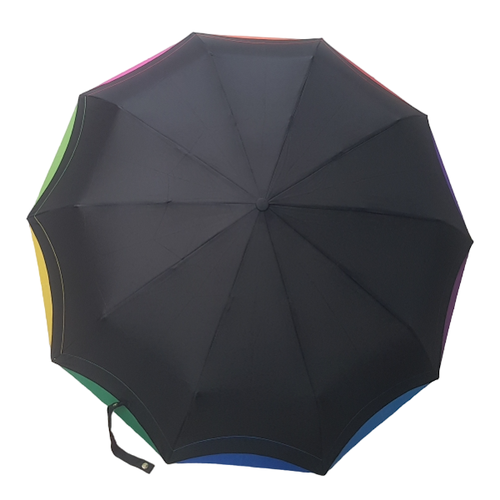 Зонт Popular, черный, мультиколор смарт зонт popular автомат 3 сложения купол 100 см 9 спиц система антиветер чехол в комплекте для мужчин черный