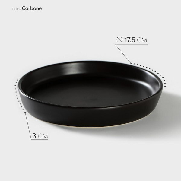 Блюдо фарфоровое Carbone, d=17.5 см, h=3 см, цвет чёрный