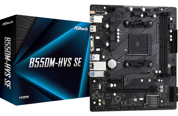 Asrock Материнская плата Asrock B550M-HVS SE Soc-AM4 AMD PRO565 2xDDR4 mATX AC`97 8ch(7.1) GbLAN RAID+VGA+HDMI