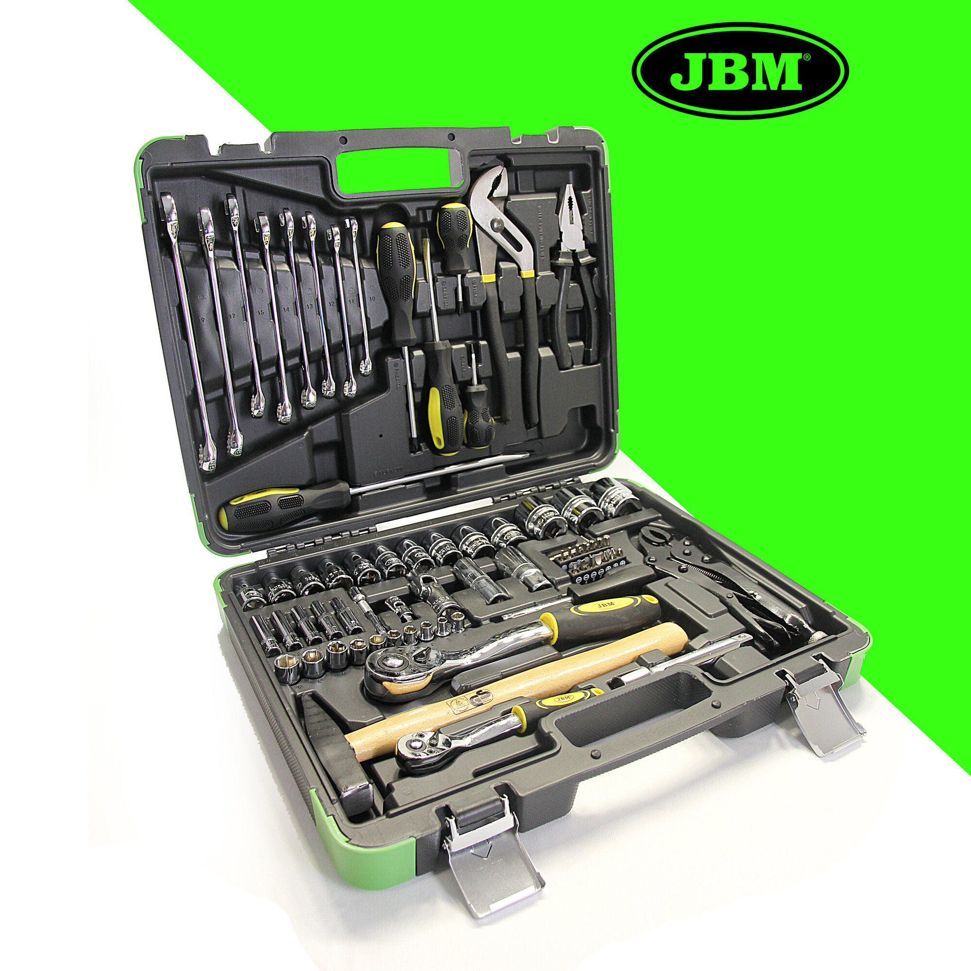 Набор инструментов 72 предмета 1/2" 1/4" 6-гранный хромированный JBM - фото №6