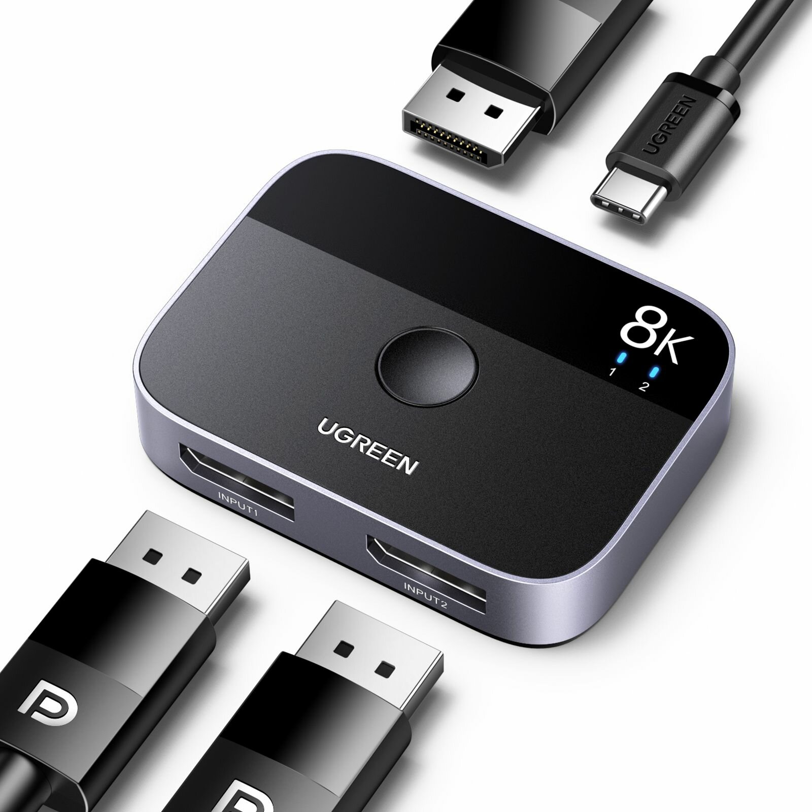 Переключатель двунаправленный UGREEN CM665 (15708) DisplayPort Bi-directional Switch. Цвет: черный
