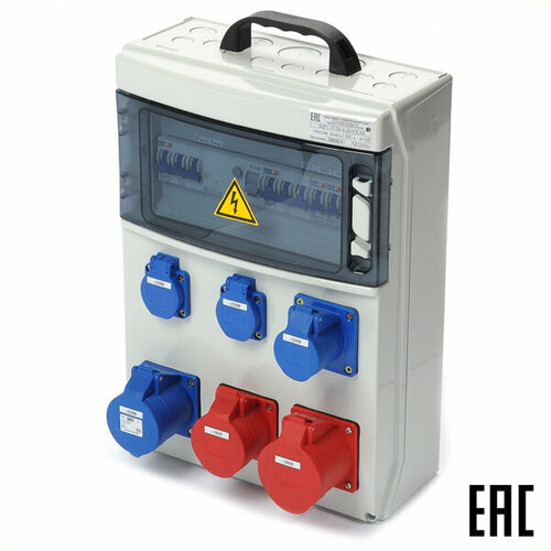 Щит ЩР1-3136-6-44УХЛ4 63А пер. с ручкой IP44 с розетками (1х32А,3х16А)220В,(1х32А,1х16А)380В Эле