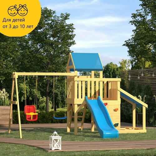 фото Custwood scout s7 детская деревянная игровая площадка для улицы дачи с деревянной крышей