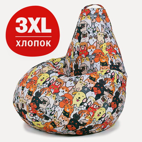 Изображение товара Кресло мешок Bean Joy, пуфик мешок, бескаркасное кресло, размер 3XL, мебельный хлопок, Домашние любимцы