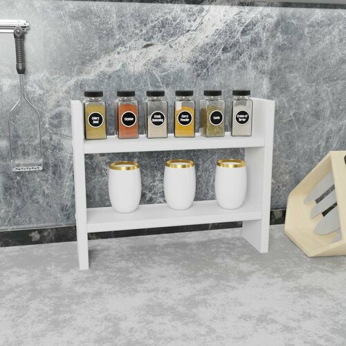 Настольная полка универсальная для специй. Полка для кухни. Цвет белый.