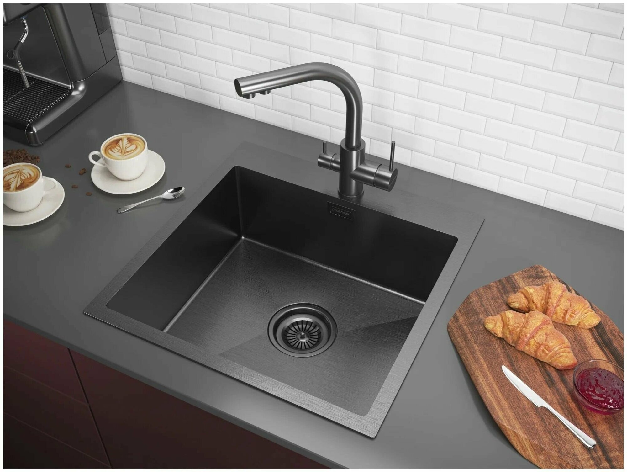 Мойка нерж  сталь Paulmark VELTEN  PM905151 GM  вороненая сталь  PVD  510х510мм